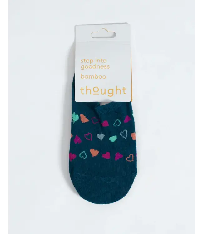 THOUGHT  •• Multi Heart No Show Bamboo Socks | Teal Multi