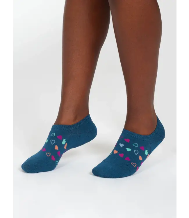 THOUGHT  •• Multi Heart No Show Bamboo Socks | Teal Multi