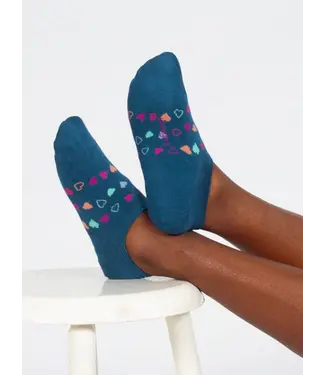 THOUGHT  •• Multi Heart No Show Bamboo Socks | Teal Multi