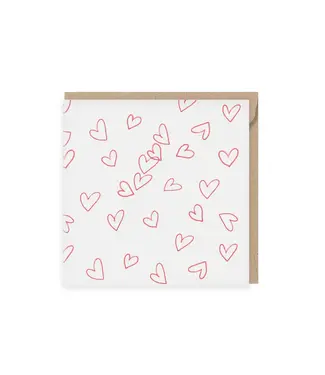 GRAFIQUELIEN •• Wenskaart Hartjes, Outline, Patroon