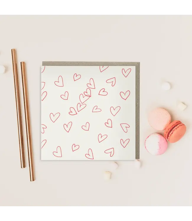 GRAFIQUELIEN •• Wenskaart Hartjes, Outline, Patroon