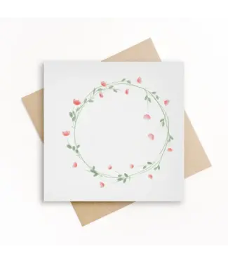 GRAFIQUELIEN •• Kaart met roze bloemenkrans