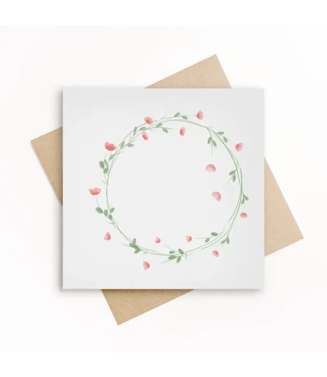 GRAFIQUELIEN •• Kaart met roze bloemenkrans