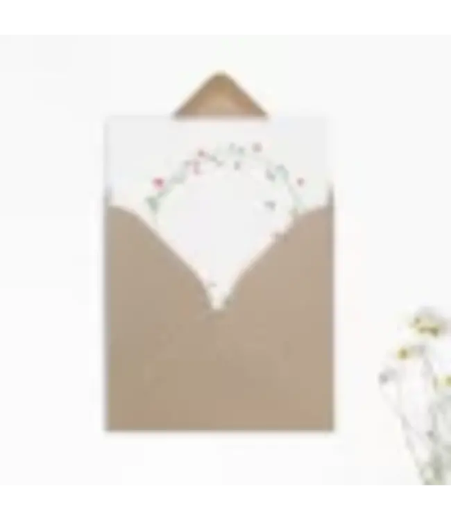 GRAFIQUELIEN •• Kaart met roze bloemenkrans