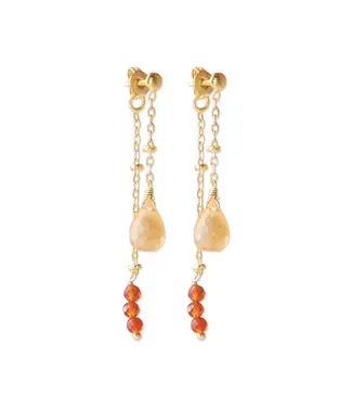 A BEAUTIFUL STORY •• Felicity Citrine Carnelian Earrings Gold Plated