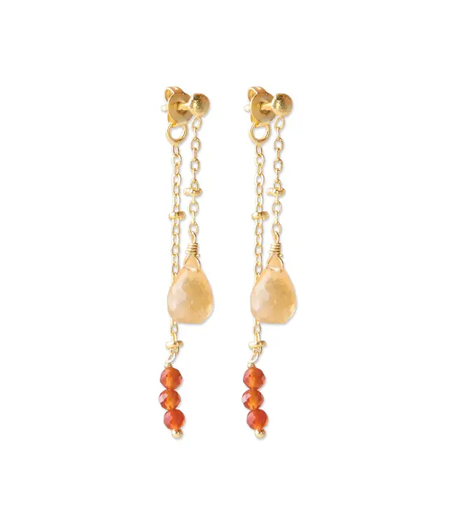 A BEAUTIFUL STORY •• Felicity Citrine Carnelian Earrings Gold Plated