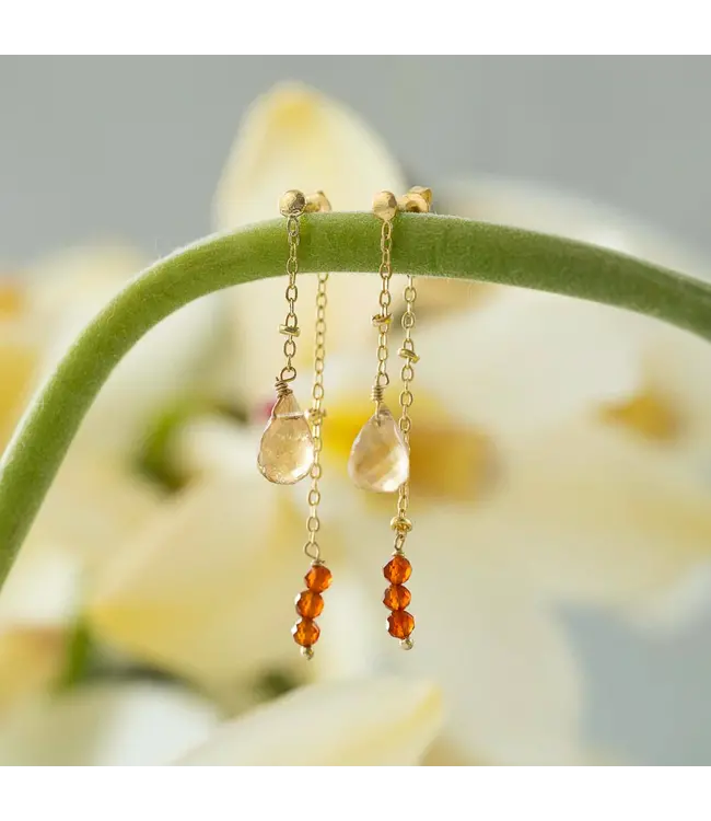 A BEAUTIFUL STORY •• Felicity Citrine Carnelian Earrings Gold Plated