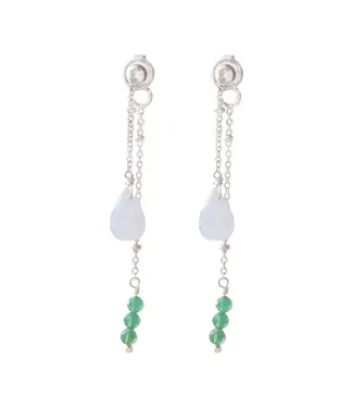 A BEAUTIFUL STORY •• Felicity Blue Lace Agate Aventurine Silver Plated Earrings