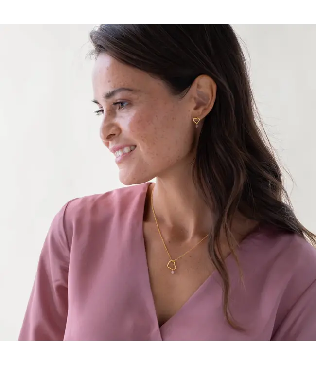 A BEAUTIFUL STORY •• Gift Set Open Heart Rose Quartz Gold Plated