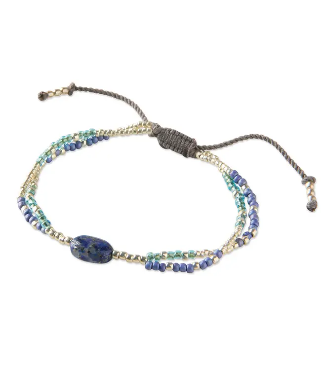 A BEAUTIFUL STORY •• Shining Lapis Lazuli Bracelet Silver Colored