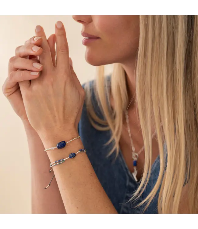 A BEAUTIFUL STORY •• Shining Lapis Lazuli Bracelet Silver Colored