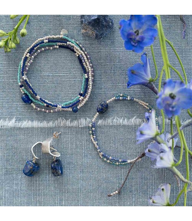 A BEAUTIFUL STORY •• Shining Lapis Lazuli Bracelet Silver Colored
