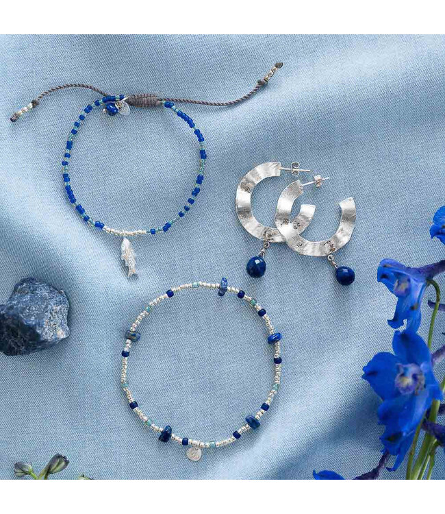 A BEAUTIFUL STORY •• Dreaming Lapis Lazuli Bracelet Silver Colored