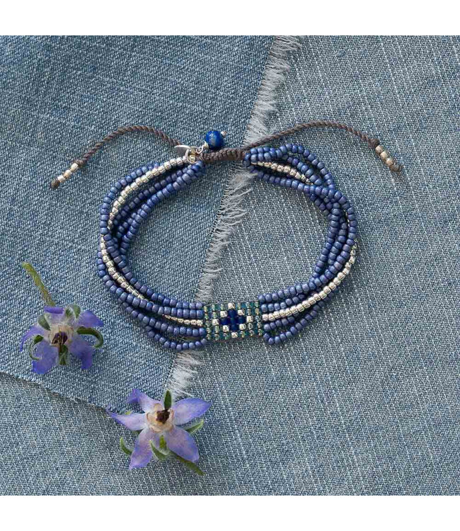 A BEAUTIFUL STORY •• Field Lapis Lazuli Bracelet Silver Colored