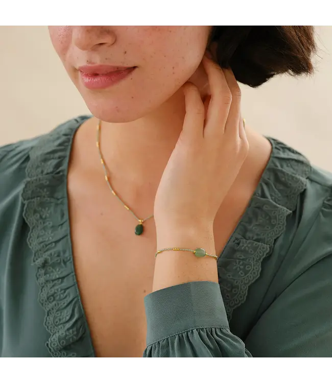 A BEAUTIFUL STORY •• Wanting Aventurine Bracelet Gold Colored