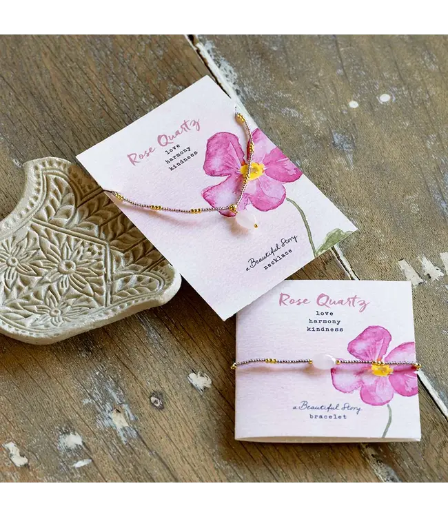 A BEAUTIFUL STORY •• Wanting Rose Quartz Bracelet Gold Colored