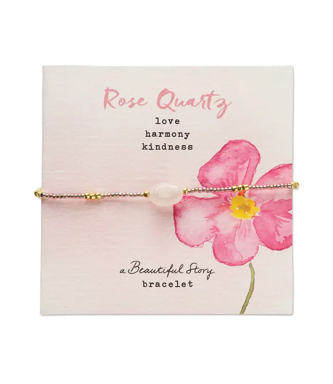 A BEAUTIFUL STORY •• Wanting Rose Quartz Bracelet Gold Colored