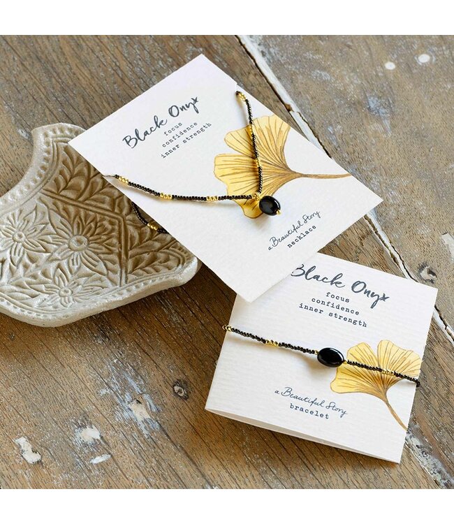 A BEAUTIFUL STORY •• Wanting Black Onyx Bracelet Gold Colored