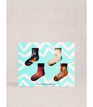 WHITE STUFF •• 4 Pack Woodland Ankle Socks | NAVY MULTI