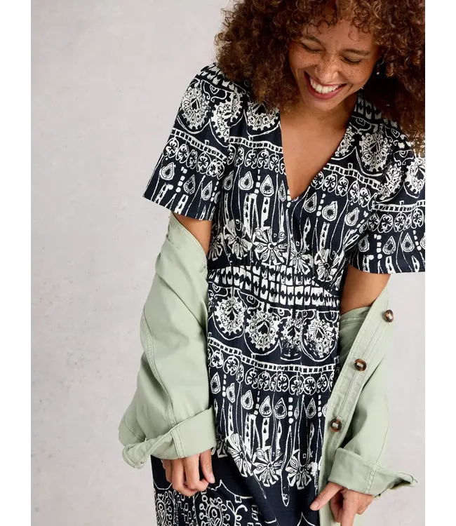 WHITE STUFF •• Lucy Midi Dress | NAVY PRINT