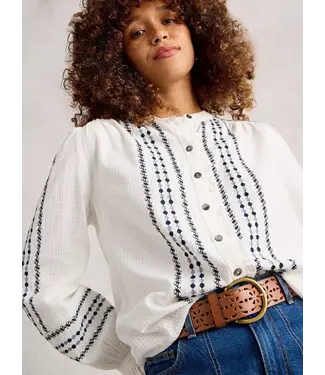 WHITE STUFF •• Naomi Embroidered Shirt | IVORY MULTI