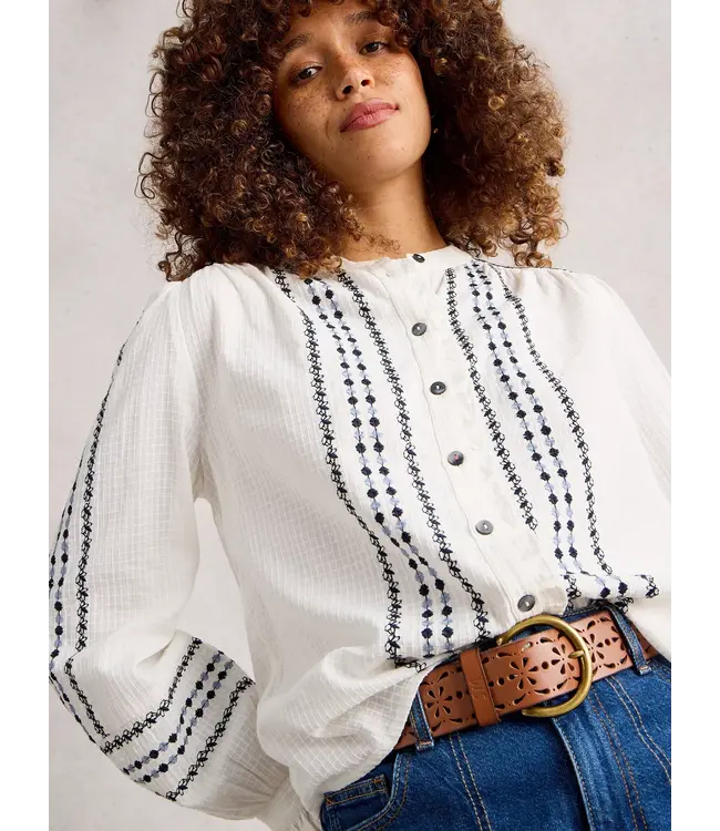 WHITE STUFF •• Naomi Embroidered Shirt | IVORY MULTI