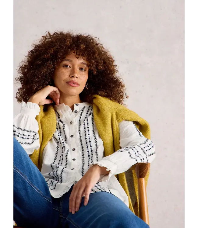 WHITE STUFF •• Naomi Embroidered Shirt | IVORY MULTI