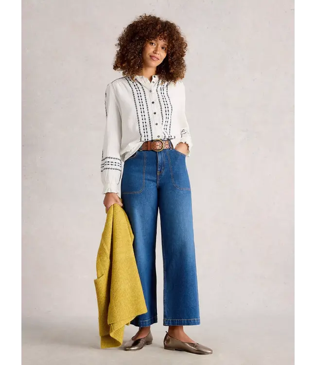 WHITE STUFF •• Naomi Embroidered Shirt | IVORY MULTI