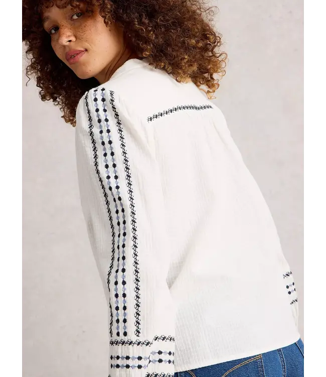 WHITE STUFF •• Naomi Embroidered Shirt | IVORY MULTI