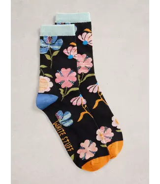 WHITE STUFF •• Floral Ankle Socks | BLACK MULTI