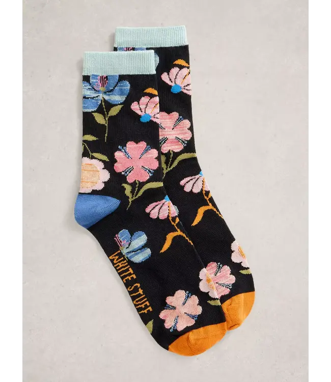 WHITE STUFF •• Floral Ankle Socks | BLACK MULTI