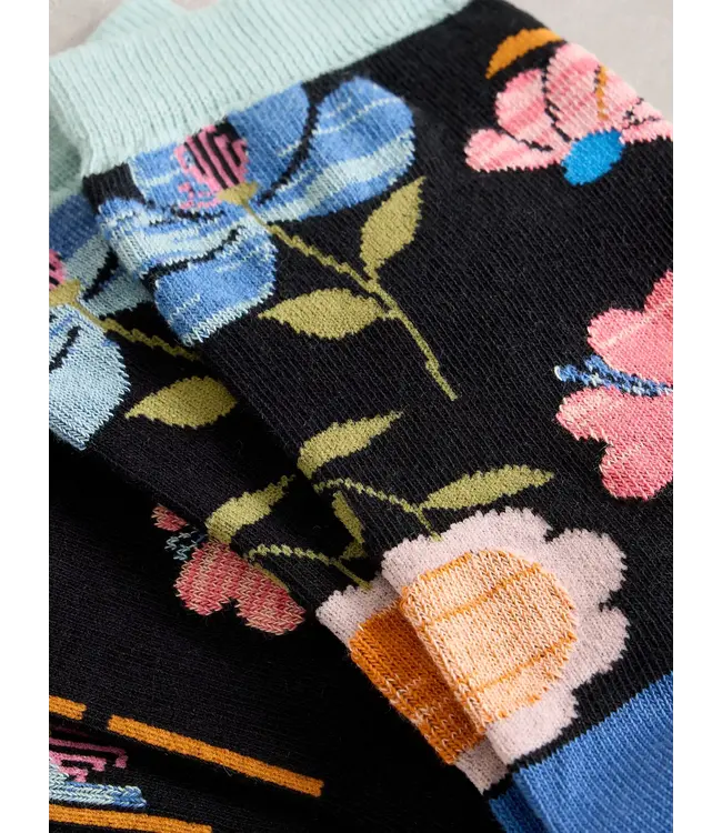 WHITE STUFF •• Floral Ankle Socks | BLACK MULTI