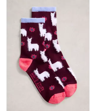 WHITE STUFF •• Fluffy Ankle Sock | DARK PLUM