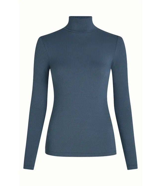 KING LOUIE •• Rollneck Top Uni Rib | Shadow Blue
