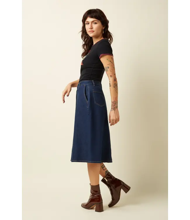 KING LOUIE •• Marie Skirt Onyx Denim | Deep Blue