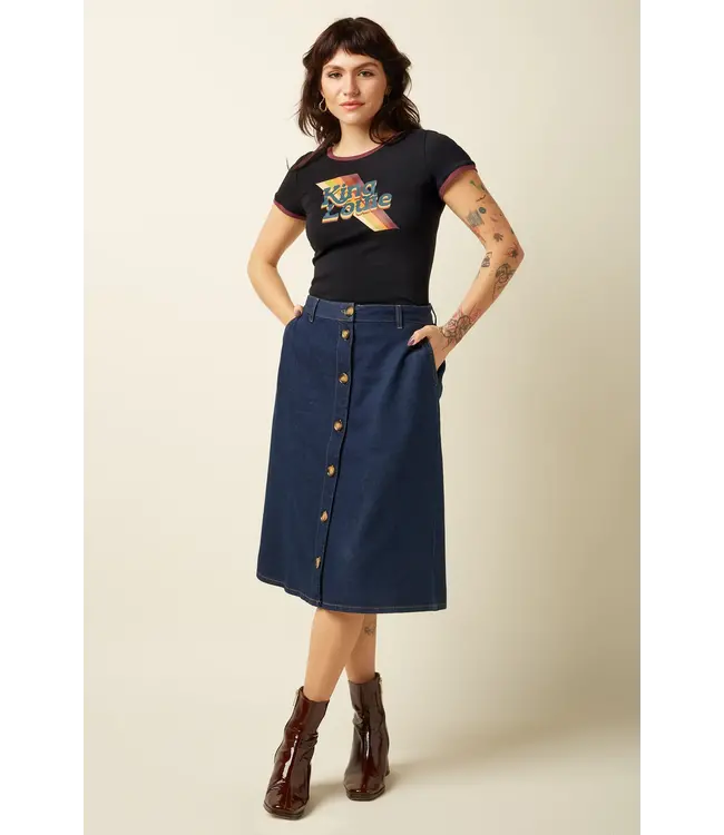 KING LOUIE •• Marie Skirt Onyx Denim | Deep Blue