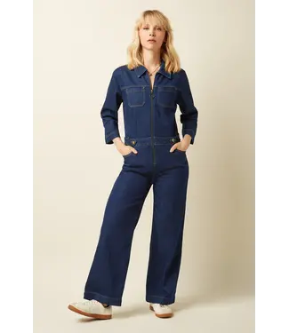KING LOUIE •• Zip Jumpsuit Onyx Denim | Deep Blue