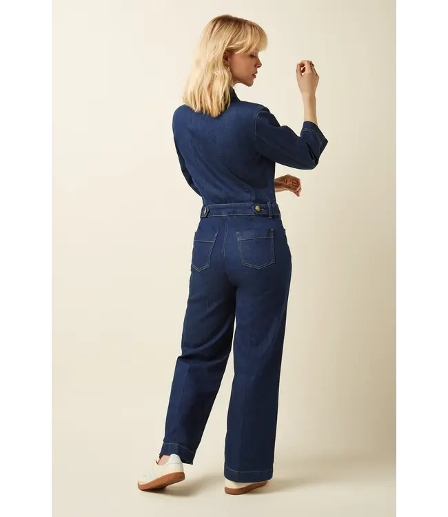 KING LOUIE •• Zip Jumpsuit Onyx Denim | Deep Blue