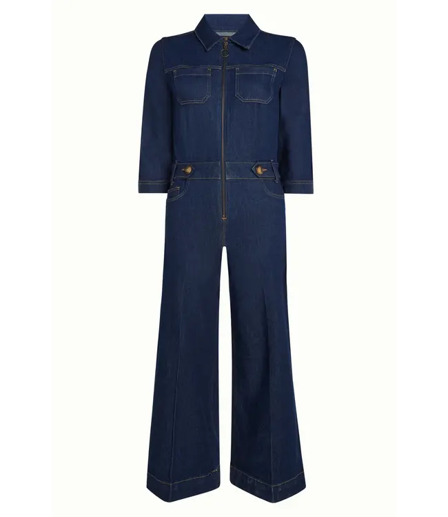 KING LOUIE •• Zip Jumpsuit Onyx Denim | Deep Blue