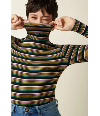 KING LOUIE •• Rollneck Top Frostine Stripe | Woodbine Green