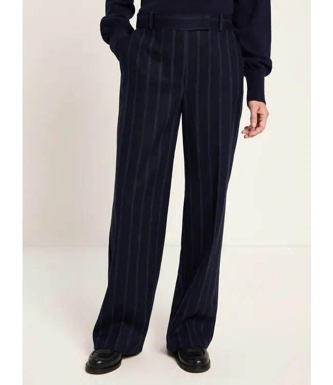 LANIUS •• Gestreepte wollen pantalon Marlene | Midnight
