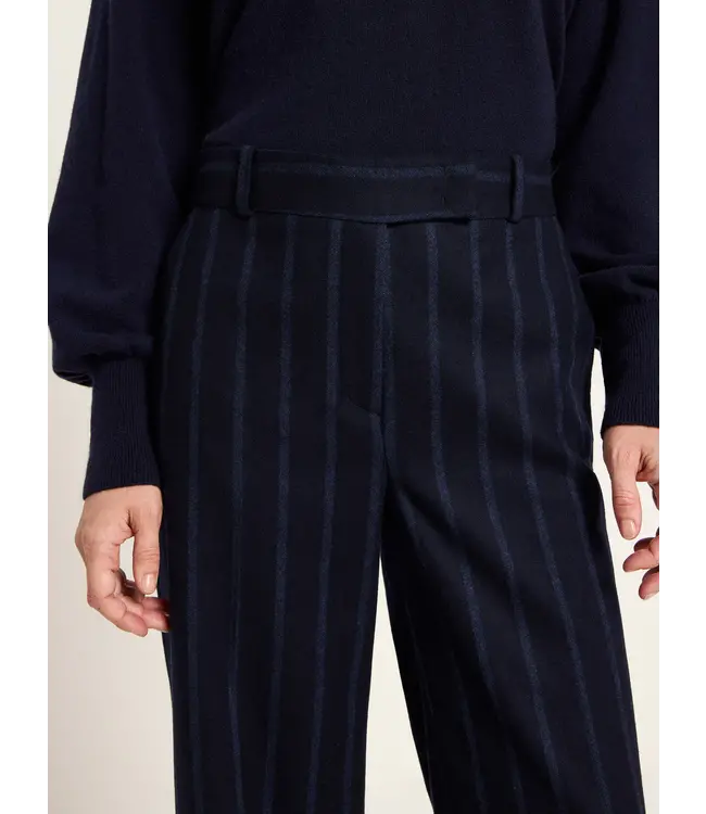 LANIUS •• Gestreepte wollen pantalon Marlene | Midnight