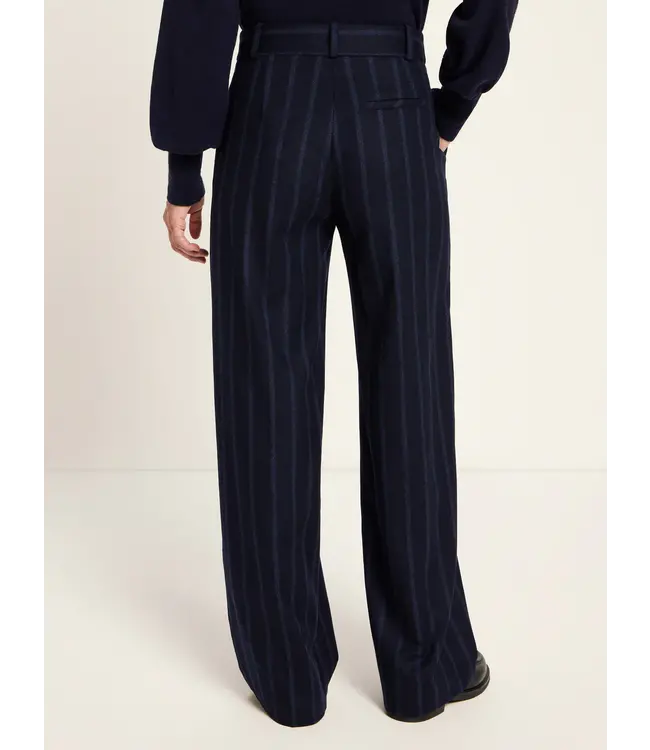 LANIUS •• Gestreepte wollen pantalon Marlene | Midnight