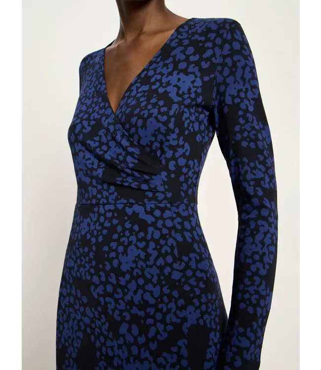 LANIUS •• Wrap-effect Dress|  print painted animal midnight