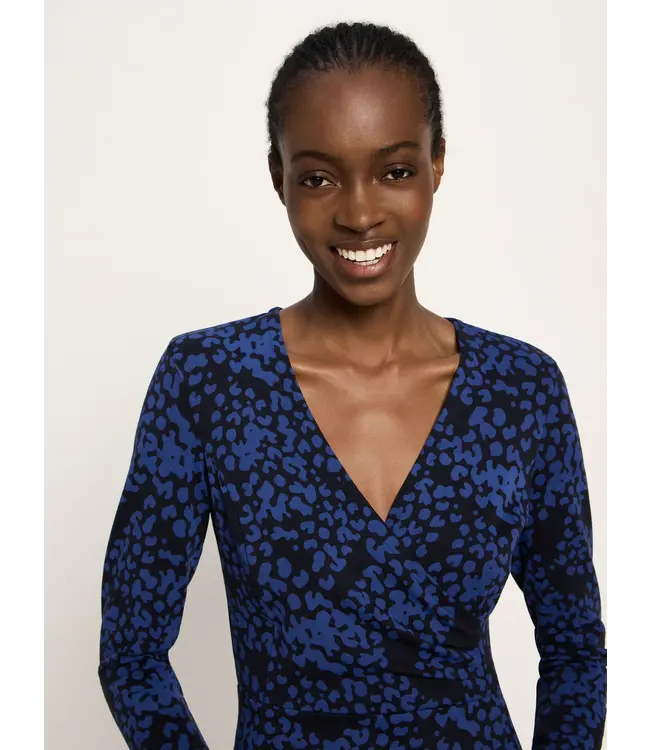 LANIUS •• Wrap-effect Dress|  print painted animal midnight
