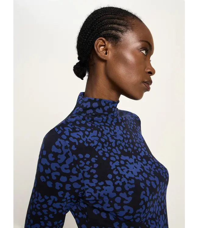 LANIUS •• Stand up collar shirt | print painted animal midnight