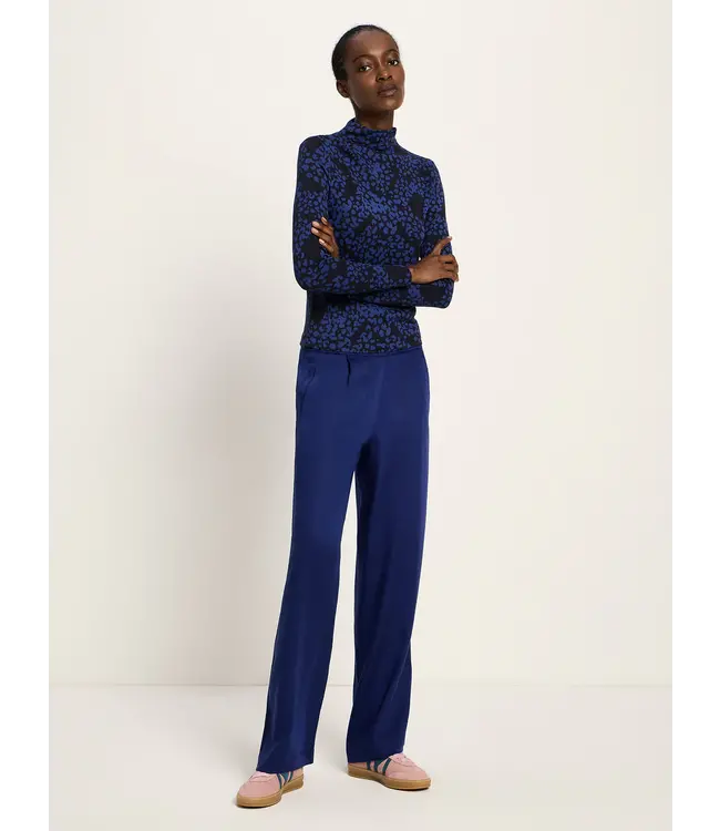 LANIUS •• Stand up collar shirt | print painted animal midnight