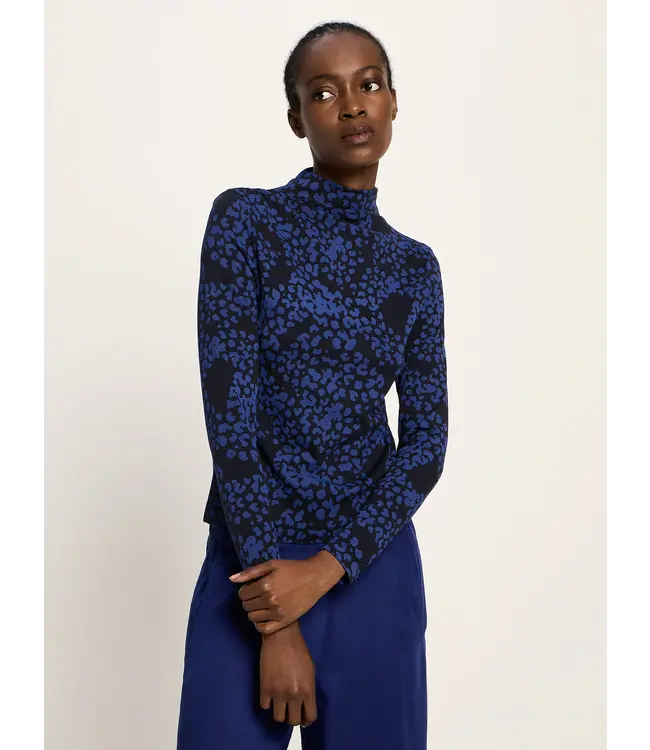 LANIUS •• Stand up collar shirt | print painted animal midnight