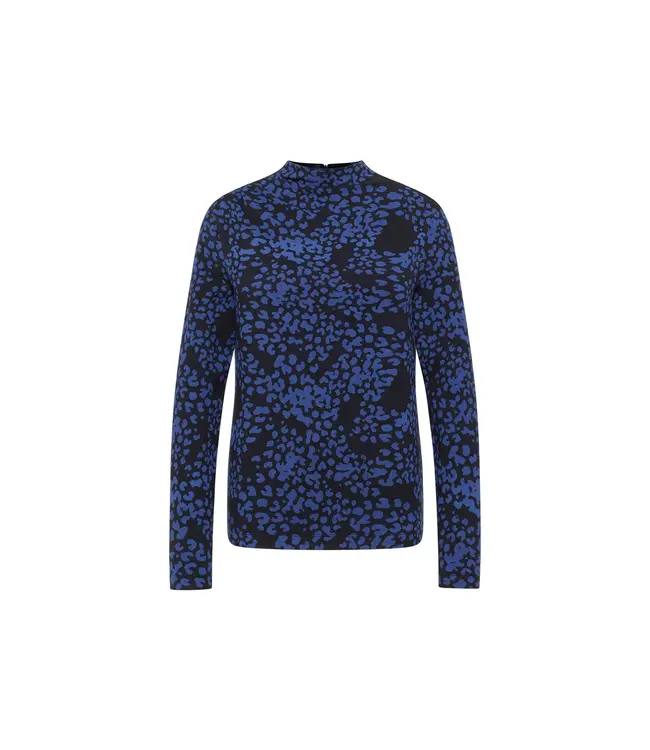 LANIUS •• Stand up collar shirt | print painted animal midnight