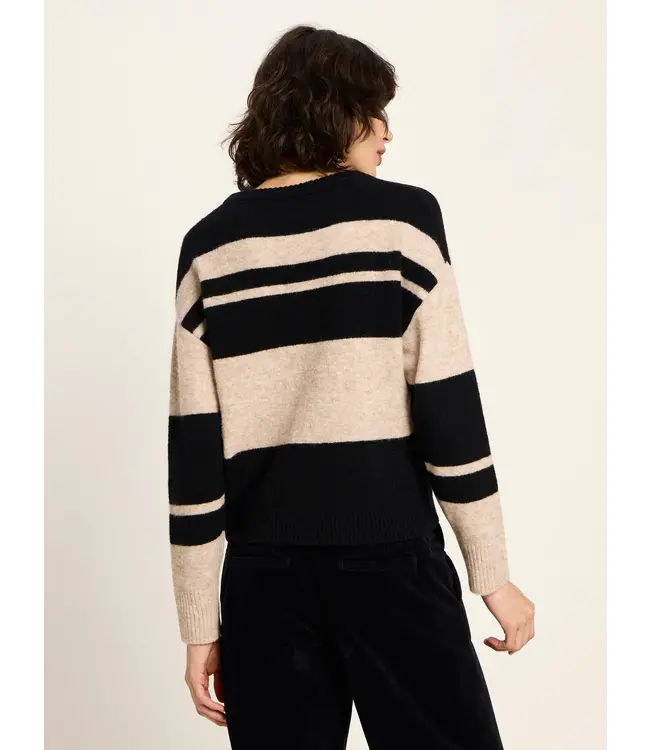 LANIUS •• Striped Sweater | Nude melange Black